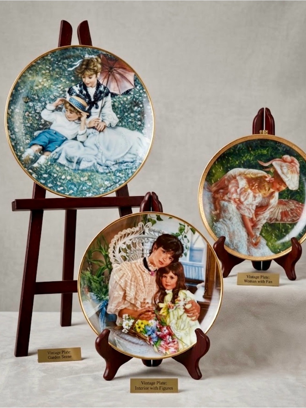 Lot of 3 Sandra Kuck Mother's Day Collector Plates Reco 1987 1988 1989 Vintage